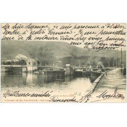 carte postale ancienne 27 POSES. Ecluses et Péniche 1903
