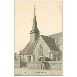 carte postale ancienne 27 QUATREMARE. L'Eglise et Cimetière animation