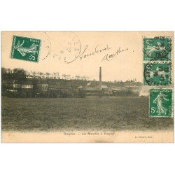 carte postale ancienne 27 RUGLES. Le Moulin à Papier 1915. Pli sous timbres