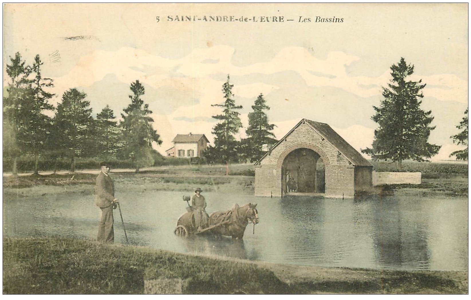 carte postale ancienne 27 SAINT-ANDRE-DE-L'EURE. Les Bassins