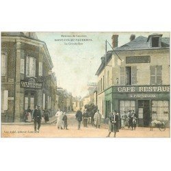 carte postale ancienne 27 SAINT-CYR-DU-VAUDREUIL. Grande Rue 1906 Café et Restaurants