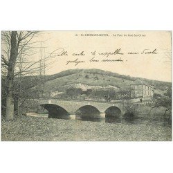 carte postale ancienne 27 SAINT-GEORGES MOTEL. Pont du Gué des Grues 1910 animation