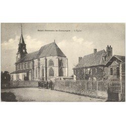 carte postale ancienne 27 SAINT-GERMAIN-LA-CAMPAGNE. L'Eglise animation 1925