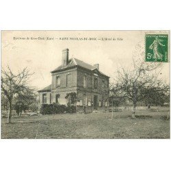carte postale ancienne 27 SAINT-NICOLAS-DU-BOSC. Hôtel de Ville 1912 (défaut)