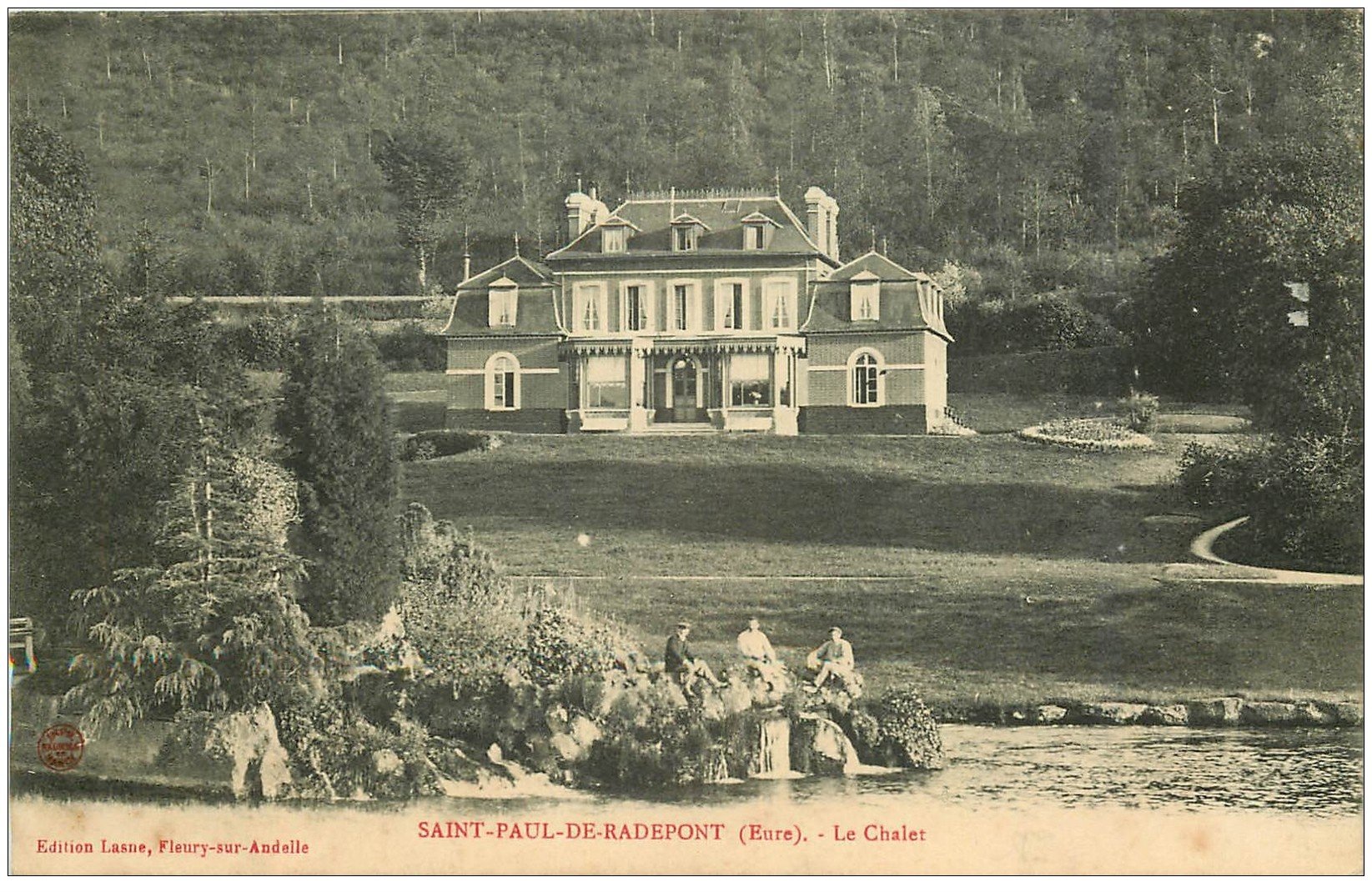 carte postale ancienne 27 SAINT-PAUL-DE-RADEPONT. Le Chalet 1909 animation