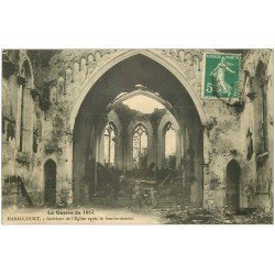carte postale ancienne 08 HARAUCOURT. Eglise bombardée Guerre 1914-18