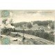 carte postale ancienne 27 SAINT-QUENTIN-DES-ILES. Train et Ouvriers sur rails du Chemin de Fer 1906