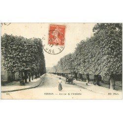 carte postale ancienne 27 VERNON. Avenue de l'Ardèche 1917 Voiture ancienne