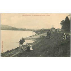 carte postale ancienne 27 VERNON. Promenade et Pêche bord de Seine 1916