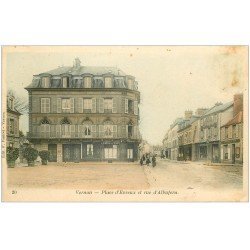 carte postale ancienne 27 VERNON. Rue Albuféra Place d'Evreux Café de la Paix