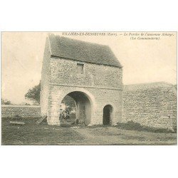 carte postale ancienne 27 VILLIERS-EN-DESOEUVRE. Porche Cammanderie attelage