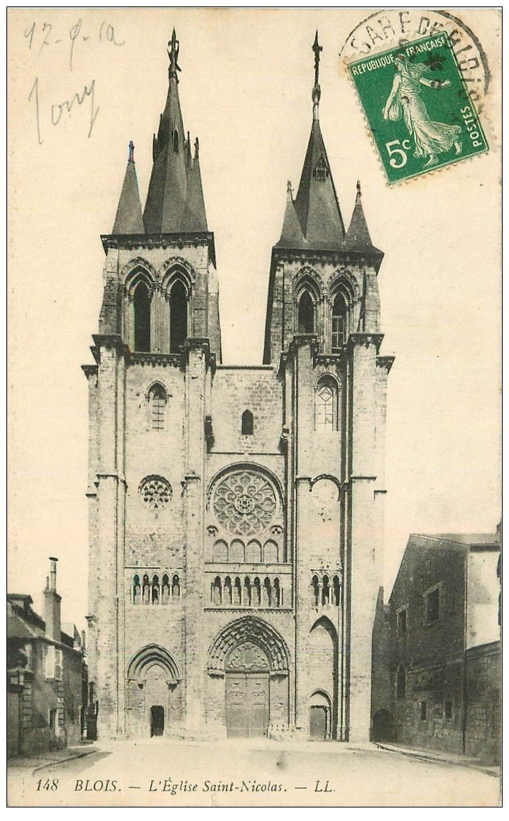 carte postale ancienne 41 BLOIS. Eglise Saint-Nicolas n°148 1912