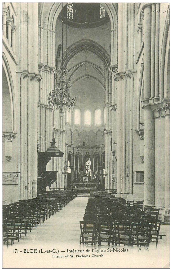 carte postale ancienne 41 BLOIS. Eglise Saint-Nicolas. Intérieur