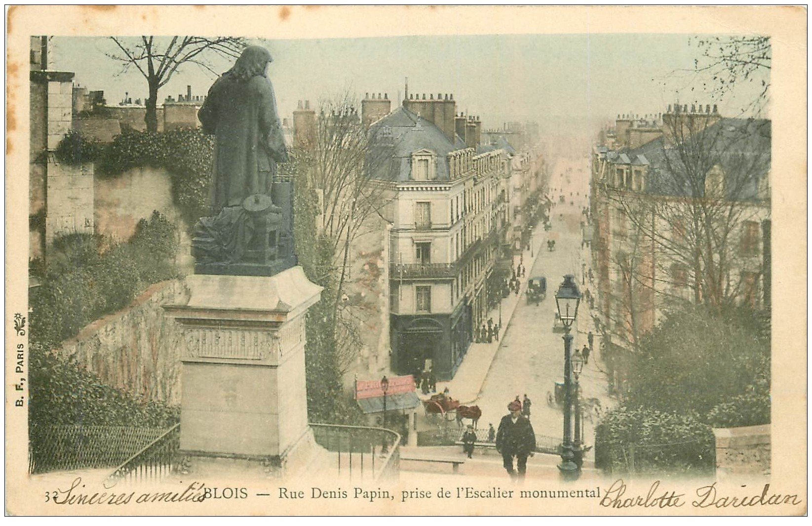 carte postale ancienne 41 BLOIS. Escalier Rue Denis-Papin 1903 en couleur