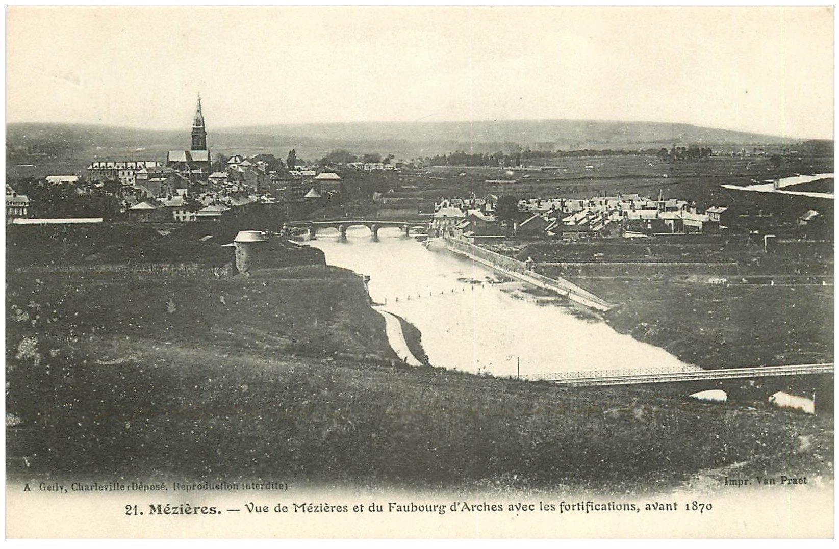 carte postale ancienne 08 MEZIERES. Faubourg d'Arches fortifications 21
