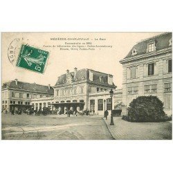 carte postale ancienne 08 MEZIERES. La Gare vers 1910. Garage Buffet Hôtel