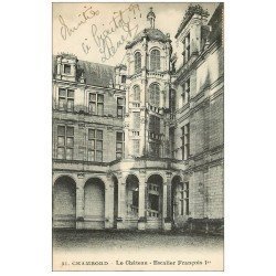 carte postale ancienne 41 CHAMBORD. Le Château. Escalier François I°