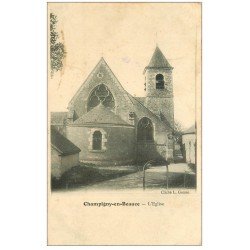 carte postale ancienne 41 CHAMPIGNY-EN-BEAUCE. L'Eglise. Timbre Taxe 1908