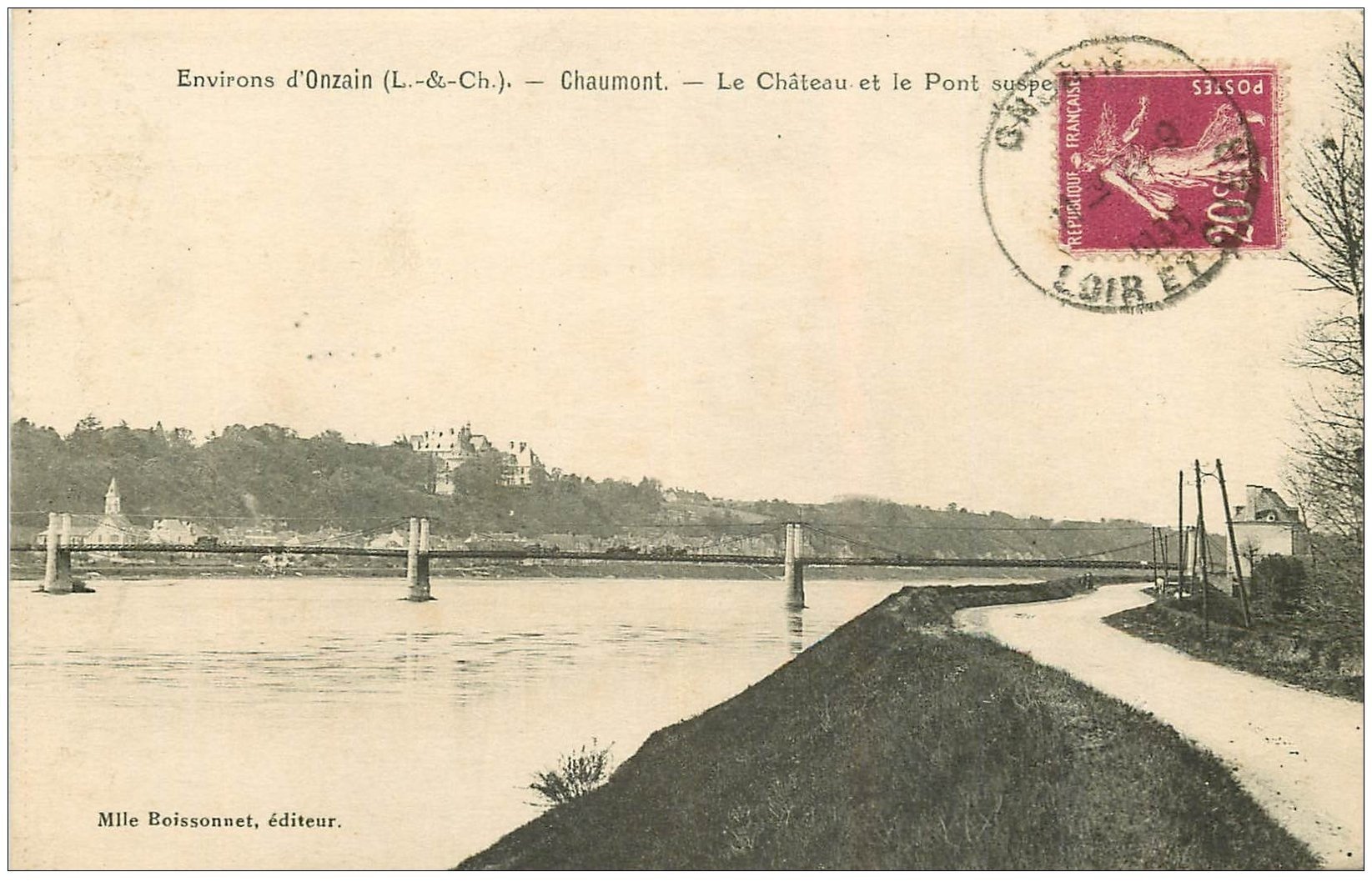 carte postale ancienne 41 CHAUMONT-SUR-LOIRE. Château et Pont 1935