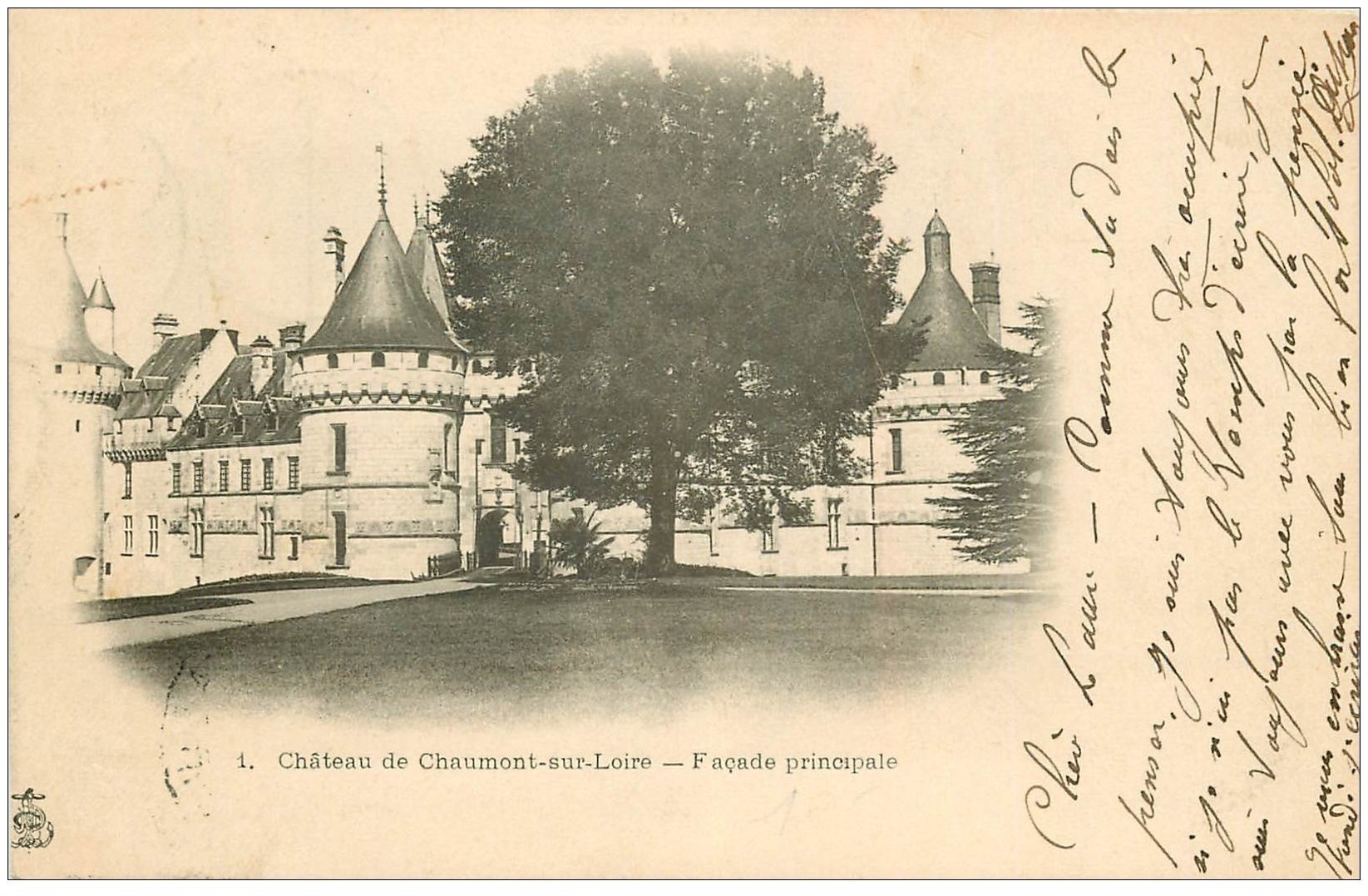 carte postale ancienne 41 CHAUMONT-SUR-LOIRE. Château façade 1904