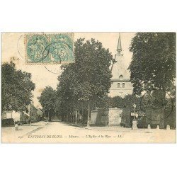 carte postale ancienne 41 MENARS. Eglise et Rue 1905