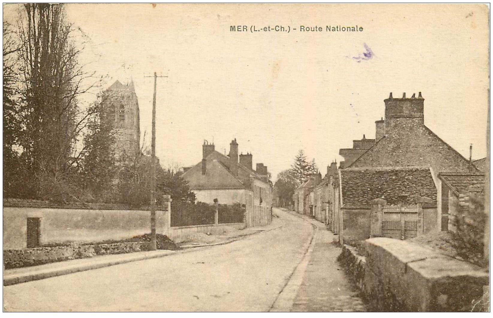 carte postale ancienne 41 MER. Route Nationale 1929. Timbre Tuberculose