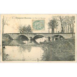 carte postale ancienne 41 NEUNG-SUR-BEUVRON. Le Pont 1905 Pêcheur sur barque