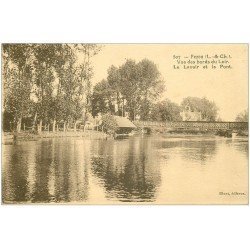 carte postale ancienne 41 PEZOU. Lavoir et Pont 1936