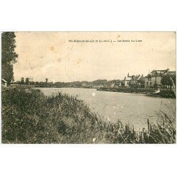 carte postale ancienne 41 SAINT-AIGNAN. Bord du Cher 1934. Timbre arraché