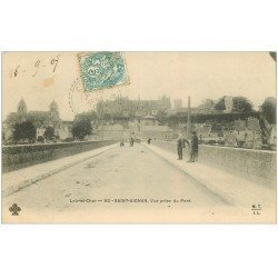 carte postale ancienne 41 SAINT-AIGNAN. Vue du Pont 1907