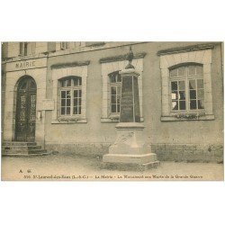 carte postale ancienne 41 SAINT-LAURENT-DES-EAUX. La Mairie Monument aux Morts 1924