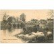 carte postale ancienne 41 SALBRIS. Pont et Troupeau Moutons et Vaches 1906