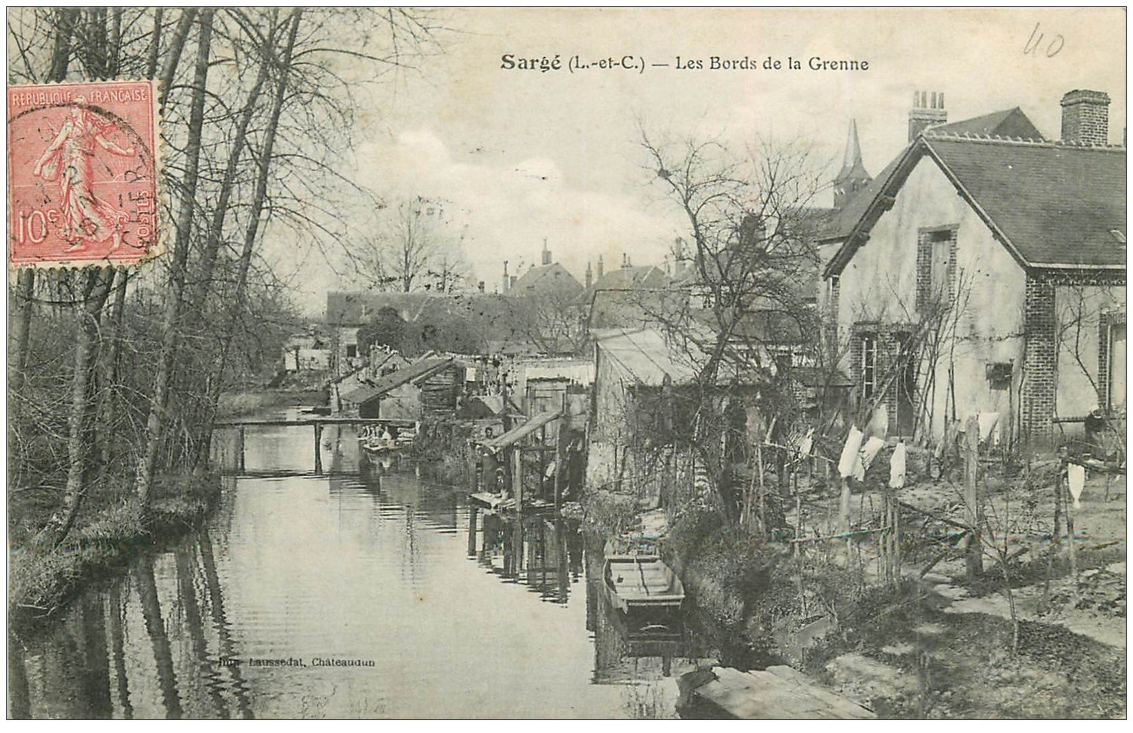 carte postale ancienne 41 SARGE. Bords de la Grenne 1906