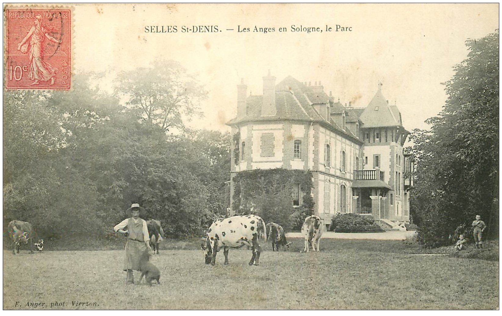carte postale ancienne 41 SELLES-SAINT-DENIS. Le Parc 1906 Les Anges en Sologne