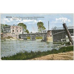 carte postale ancienne 08 SEDAN. Bahnhofsbrücke. Pont 1917