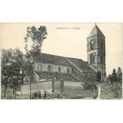 carte postale ancienne 51 AMBONNAY. L'Eglise 1918 animation