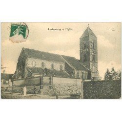 carte postale ancienne 51 AMBONNAY. L'Eglise animation