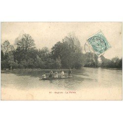 carte postale ancienne 51 ANGLURE. La Pointe avec Passeur en barge 1905