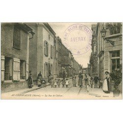 carte postale ancienne 51 AY EN CHAMPAGNE. La Rue de Châlons. Tampon Militaire 1919