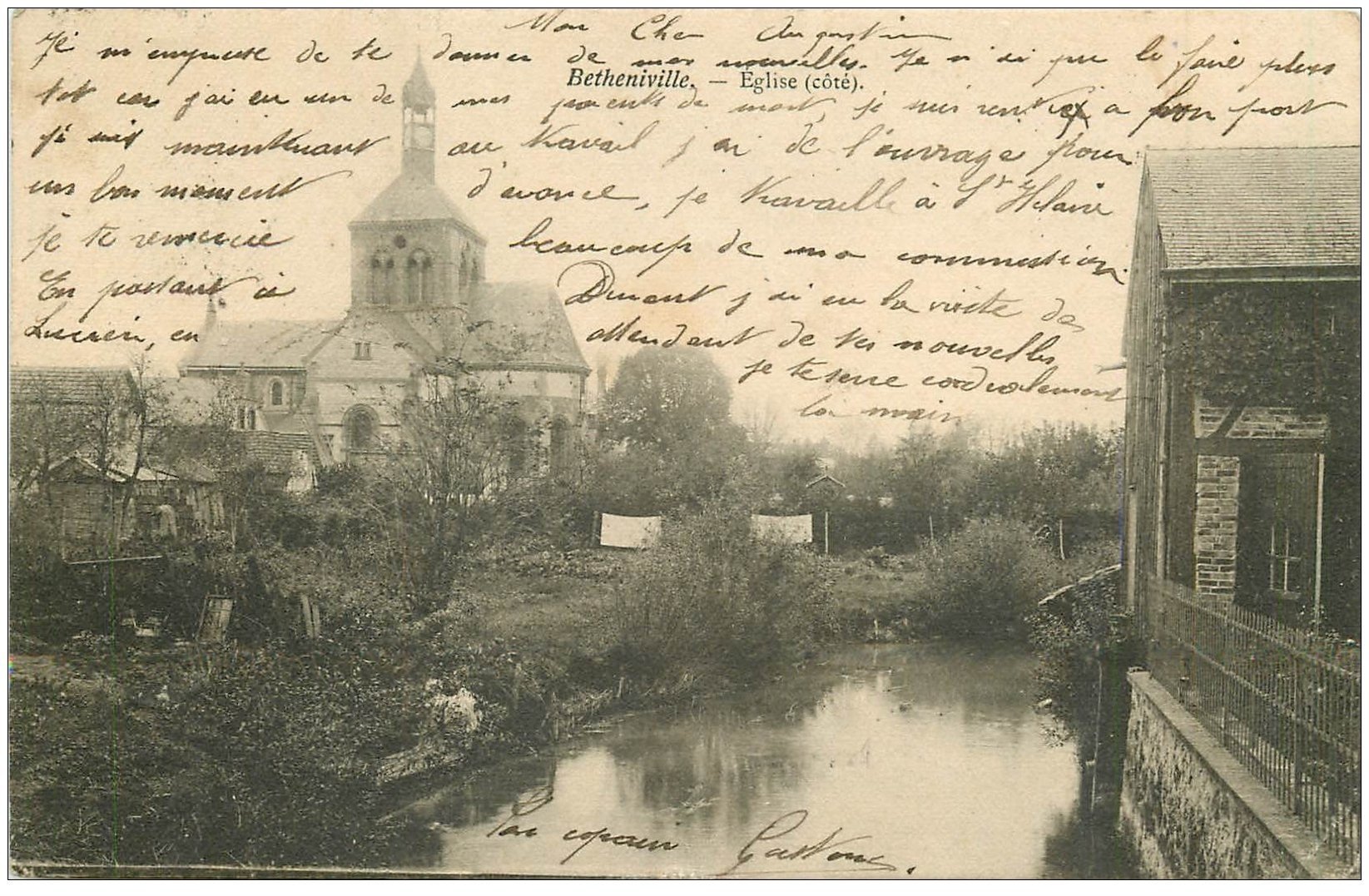 carte postale ancienne 51 BETHENIVILLE. L'Eglise 1905