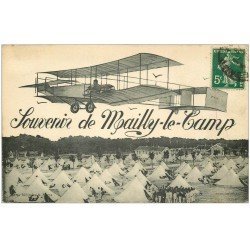 carte postale ancienne 51 CAMP DE CHALONS MOURMELON. Aéroplane montage