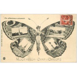 carte postale ancienne 51 CAMP DE CHALONS MOURMELON. Femme Papillon 1910