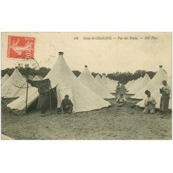 carte postale ancienne 51 CAMP DE CHALONS MOURMELON. Les Tentes des Militaires 1909. Pour Monaco