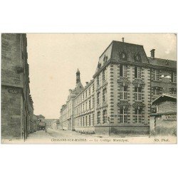 carte postale ancienne 51 CHALONS-SUR-MARNE. Collège Municipal et rue des Viviers