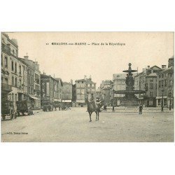 carte postale ancienne 51 CHALONS-SUR-MARNE. Place République 1917 Hôtel Renard