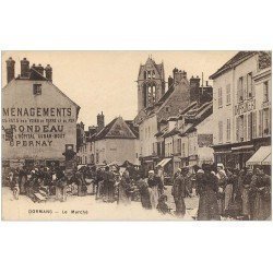 carte postale ancienne 51 DORMANS. Le Marché 1918 Imprimerie et Pharmacie