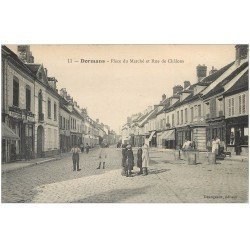 carte postale ancienne 51 DORMANS. Place du Marché et Rue de Châlon 1918. Comptoirs Français n° 231