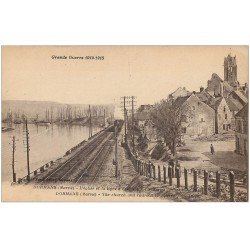 carte postale ancienne 51 DORMANS. Train sur ligne du Chemin de Fer et Eglise