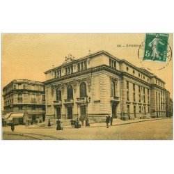 carte postale ancienne 51 EPERNAY. Le Théâtre 1913 carte toilée