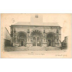 carte postale ancienne 08 VOUZIERS. Portail de l'Eglise. Carte pionnière 1902 timbrée mais vierge